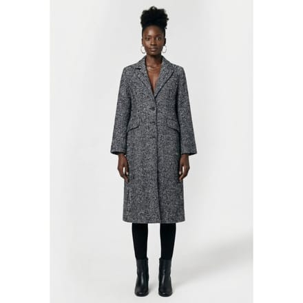 French Connection Herringbone Coat W Black/white Taglia: M | Cappotti monopetto Outlet | Donna | Nero