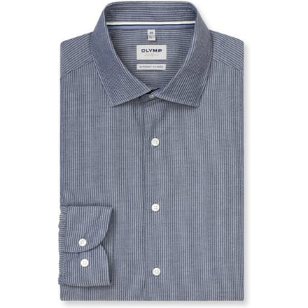 OLYMP Level Five garment washed Overhemd, Body Fit, Kent, Marineblauw