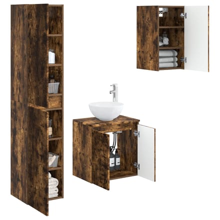 vidaXL - Badkamermeubel - Set - 3 - st - Gerookt - eiken - 33 - x - 34,5 - x - 160 - cm