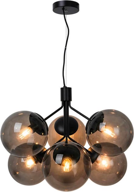 Nordlux Ivona-hanglamp-6xE27-smoke glas/zwart