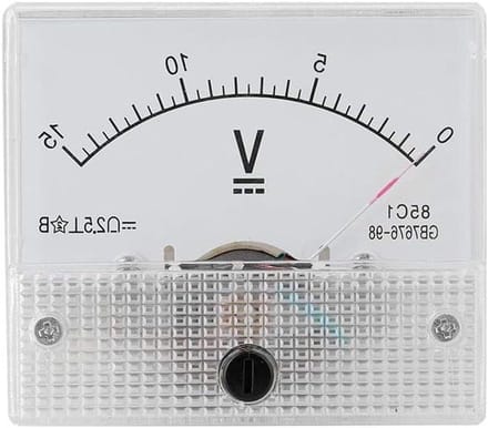 Stroomvoltmeter - Paneelmeter - Experimenten uitvoeren - Analoge meting - DC 0-15V - Zwart