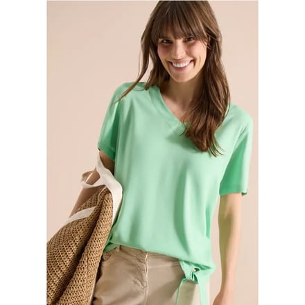 Blouse shirt met V-hals en knoop