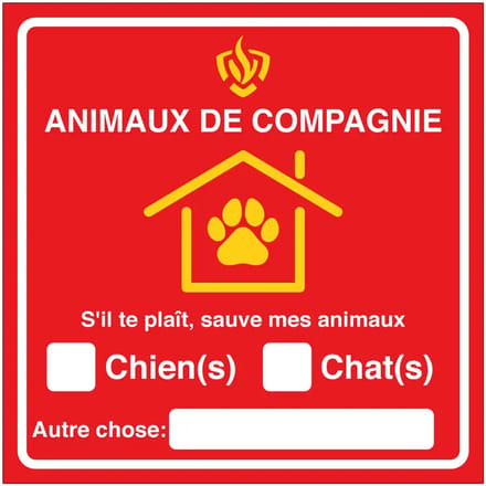 Sauvez mes animaux de compagnie en cas dincendie sticker | 7,5 x 7,5 cm