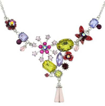 Behave - Ketting met bloemetjes en steentjes - 40 cm