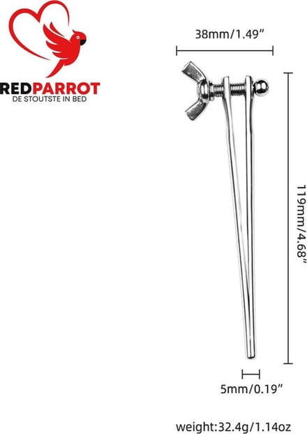 Verstelbare penis plug - Penisstaaf - Dilator - BDSM - RVS - 119mm - Extra grote variant