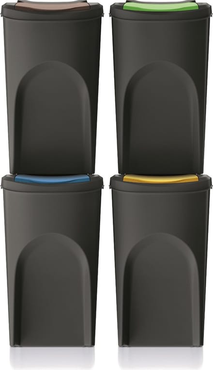 Prosperplast Kaden - Prullenbak set van 4x35L - Zwart