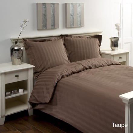 Papillon Uni Satijn Streep - dekbedovertrek - eenpersoons - 140 x 200/220 - Zand