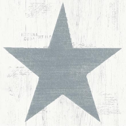 Vintage ster groot wit/blauw behang (vliesbehang, blauw)