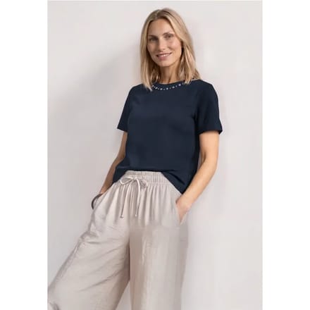 Shirt met ronde hals en decoratieve details