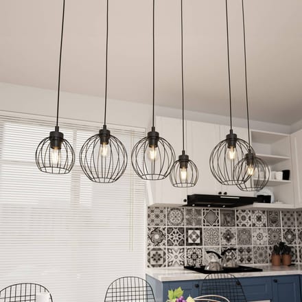 EMIBIG LIGHTING Hanglamp Nando, 6-lamps, 125 cm, zwart, metaal, E27