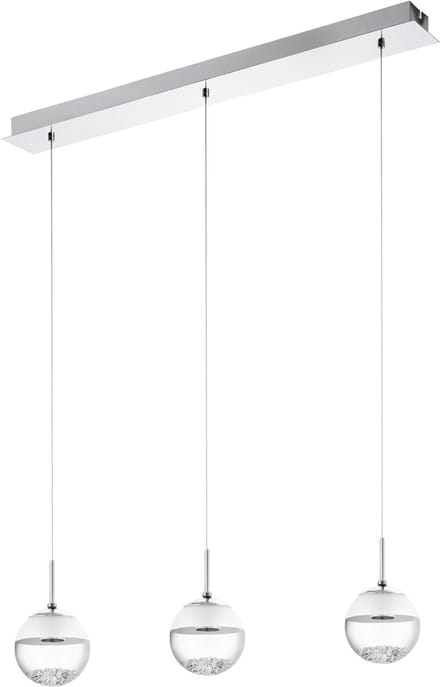 EGLO Montefio 1 - Hanglamp - 3 Lichts - LED - Chroom - Glas, Kristal - Wit, Helder