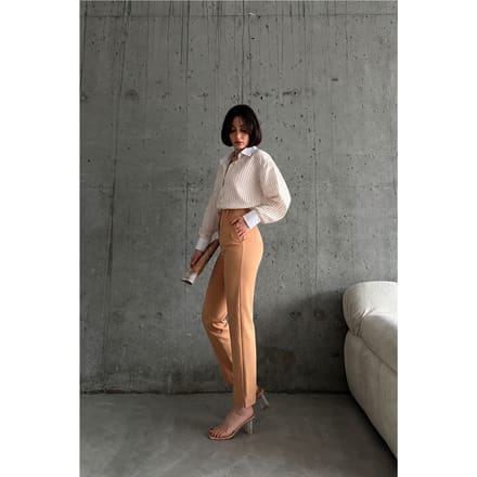 Hoge taille geplooide tailormade broek