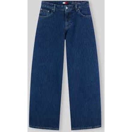 wide leg jeans van puur katoen met krijtstreep