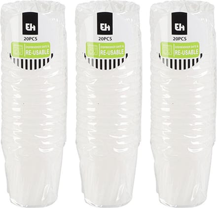 Excellent Houseware shotglas - 60x - wit - kunststof - 30 ml - herbruikbaar