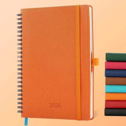 Agenda 2026 - Weekplanner Jaarplanner - Dagelijks Plannen - PU Leer Kaft - A5 219 x 164 cm - Oranje