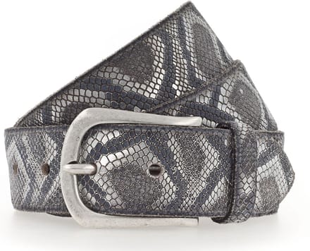 b.belt Riem Ledergürtel Animal W105 Schwarz+Silbermetallic Veelkleurig