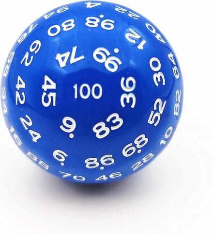 Lapi Toys - Dungeons and Dragons D100 dobbelsteen - D100 DnD dobbelsteen - D100 D&D dobbelsteen - Acryl - Blauw