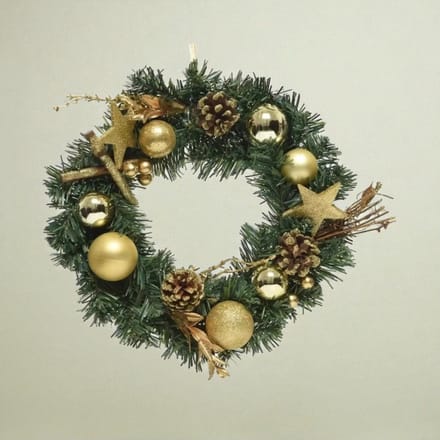 Decoratieve Kerstkrans Groen/Goud - ø30 cm - Kerstdecoratie