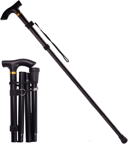 Opvouwbare wandelstok - Verstelbaar hulpmiddel - Ondersteuning bij lopen - Antislip basis - 85-95 cm - Zwart