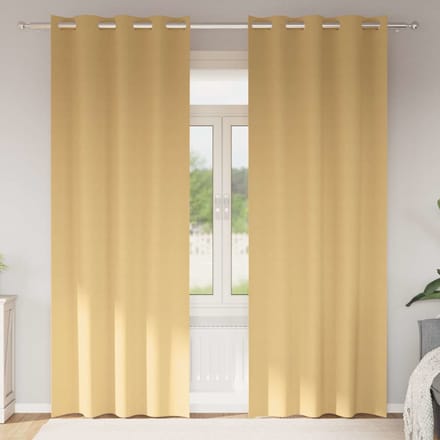 vidaXL - Blackout - Gordijnen - met - Ringen - 2 - st - Beige - 225 - x - 140 - cm - Polyester