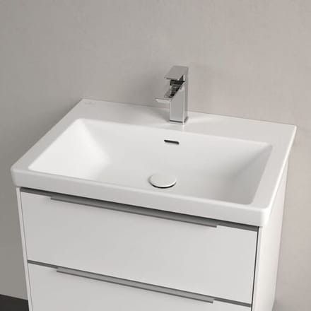 Villeroy & Boch Subway 3.0 - Wastafel 65x47 cm, met overloop, met kraangat, CeramicPlus, Stone White 4A7065RW