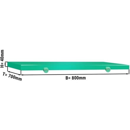 GGM Gastro Snijplaat voor werktafel - 800x700mm - Dikte: 40mm - HACCP-conform - HDPE 500 - Groen - Antislipvoetjes - Vaatwasmachinebestendig groen