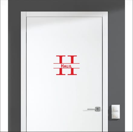 Deursticker Met Naam -  Halil - Rood