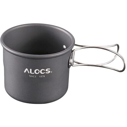Tasse à eau/Mug à café portable en aluminium pour camping extérieur avec poignée pliable gris