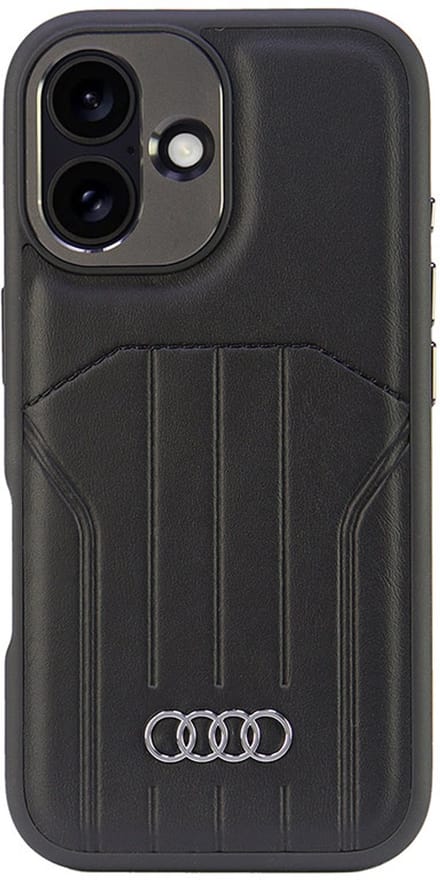 Audi - Backcover iPhone 16 - synthetic leather - Magsafe - Zwart