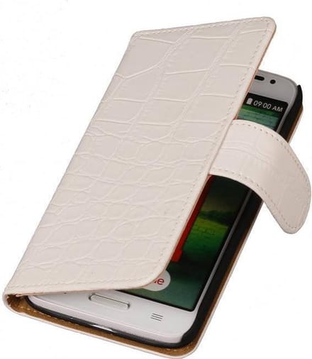 LG G2 Book Case Croco Wit Hoesje