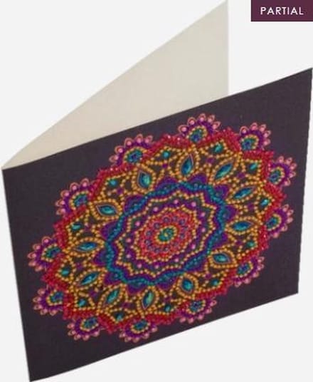 Diamondpainting Crystal Art Kaart Paarse Mandala 18x18cm