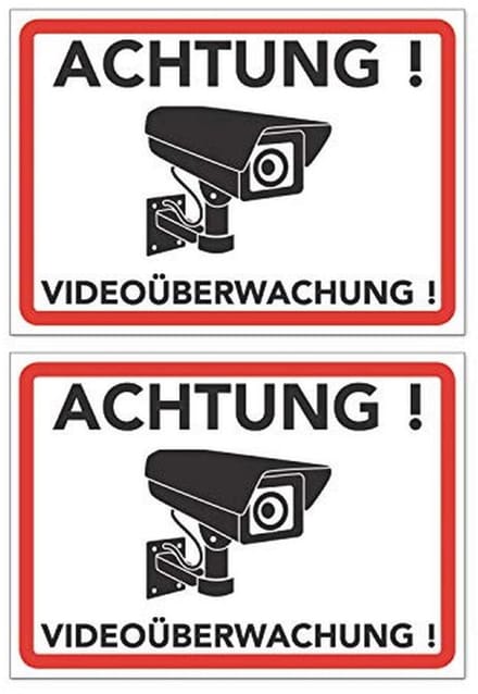 Waarschuwingsbord voor Videobewaking - Camerabewaking Schild (20 x 15 cm) - 2 Stuks