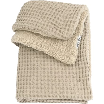 Meyco Baby Wafel Teddy wiegdeken - sand - 75x100cm - 2.0 TOG
