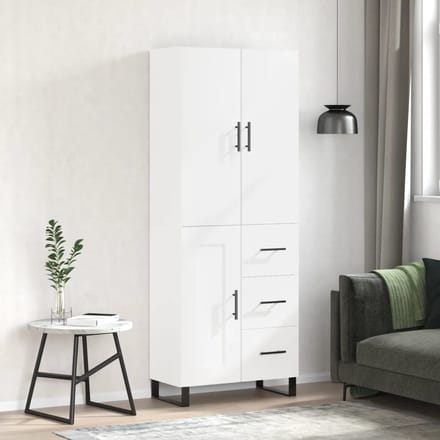 vidaXL - Hoge - kast - 69,5x34x180 - cm - bewerkt - hout - wit