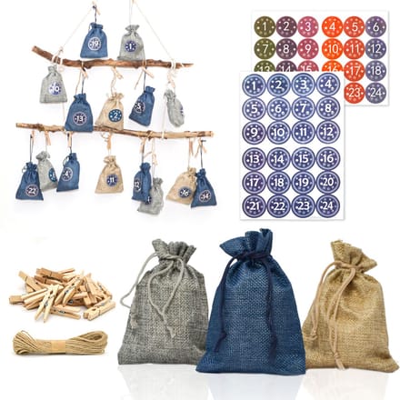 XL Adventskalender om te Vullen - 24 Geschenkzakken - DIY Kerstversiering - Complete Knutselkit