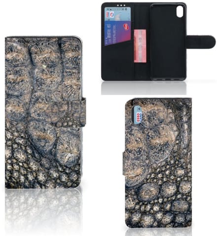 Xiaomi Redmi 7A Telefoonhoesje met Pasjes Krokodillenprint