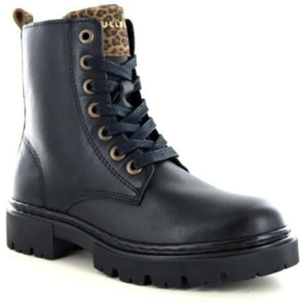 Bullboxer | Stoere meisjes veterboot | Zwart leer | Maat 33