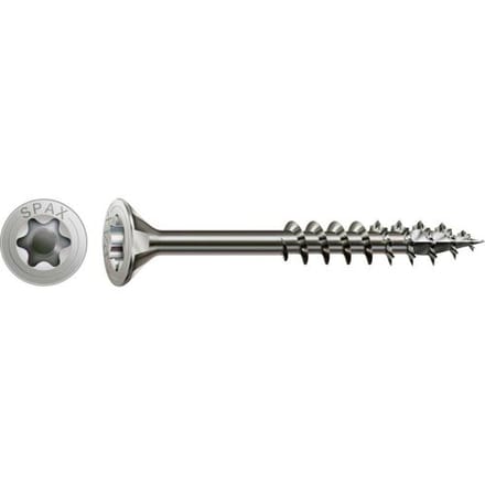 SPAX Universele schroef 8 x 100 mm, Verzonken kop, T-STAR PLUS T40, Deeldraad, RVS A2 - 50ST
