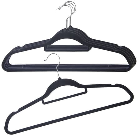Orion Vilde - Kledinghanger Set - Zwart - Welour - Roterende Haak