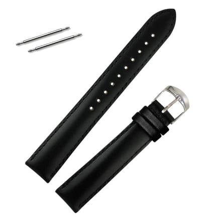Fako® - Horlogebandje - Echt Leer - Super Soft - 16mm - Zwart