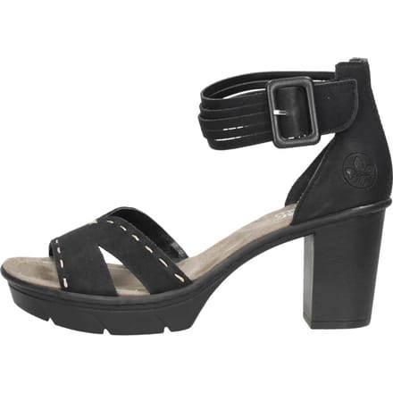 Rieker T60 Sandalen met hak zwart Nubuck - Dames - Maat 41