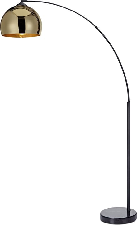 Teamson Home Arquer Booglamp - Goud Lampenkap - Zwart Marmer Baseren - 170 cm hoog