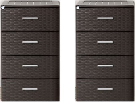 Plasticforte Bureau organizer - 2x stuks - 4 lades - rotan bruin - 39 x 36 x 61 cm - Ladeblok