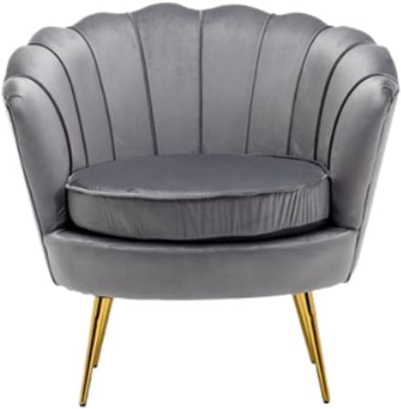 Russle Velvet Schelp Fauteuil/Stoel Grijs