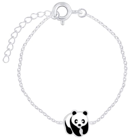 Joy|S - Zilveren panda armband - 14 cm + 3 cm - voor kinderen