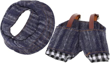 Poppen Kleding Set - Speelgoed Accessoires - Poppen Aankleden - Stijlvolle Denim Details - 8.5 x 8.5 CM - Multi