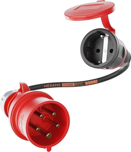CCF 16A 400V Plug naar 230V Schuko Adapter met IP44 Beveiliging