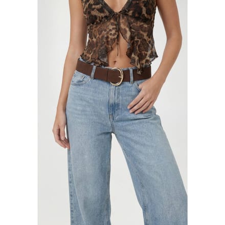 boohoo Dames Statement Faux Suede Chunky Riem Met Gesp | Chocoladebruin | Maat: Small/Medium