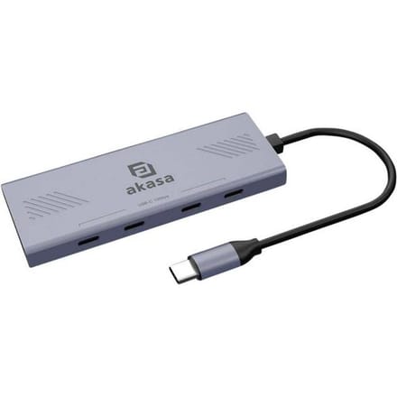 Akasa 10Gbps USB Type-C 4 Port Hub AK-CBCA32-18BK USB-hub 4 poorten USB-A USB 3.2 Gen2 10 GBit/s Met USB-C stekker Aluminium (geëloxeerd)