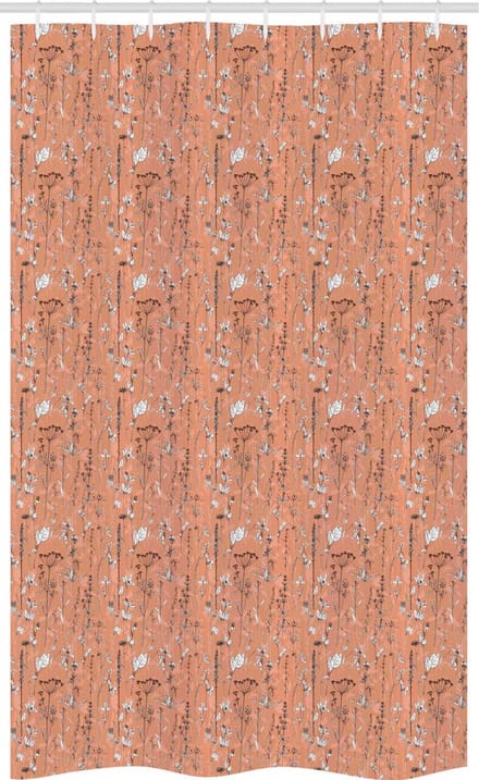 ABAKUHAUS Douchegordijn Botanisch – 120x180 cm – Salmon/Dark Brown/Wit